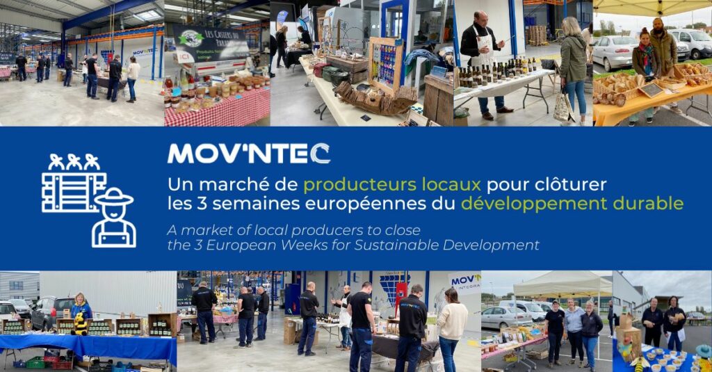On 5 October, MOV'NTEC employees had the opportunity to take part in the local producers' market, organised within the plant. Access to this market was also open to employees of other companies on the industrial estate during their lunch break, again as part of the partnerships we are trying to develop across the Ruitz industrial estate. On the day, around ten stands offered employees a variety of local, quality products: fruit and vegetables, dairy products, soups, delicacies, meats, breads, honeys, herbal teas, oils, soaps, jewellery and so on. 